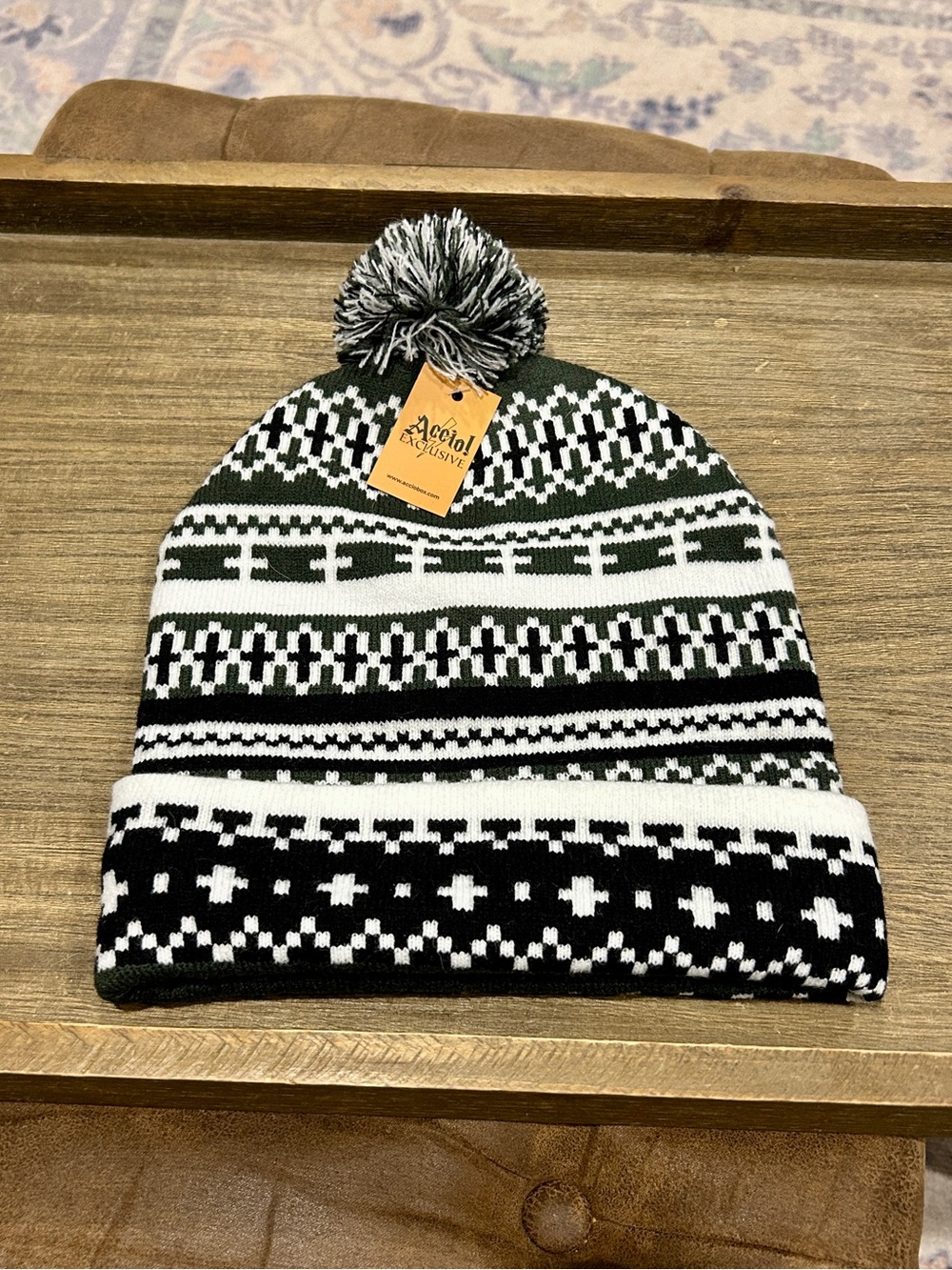 Accio Pom Beanie - Black & White Pattern